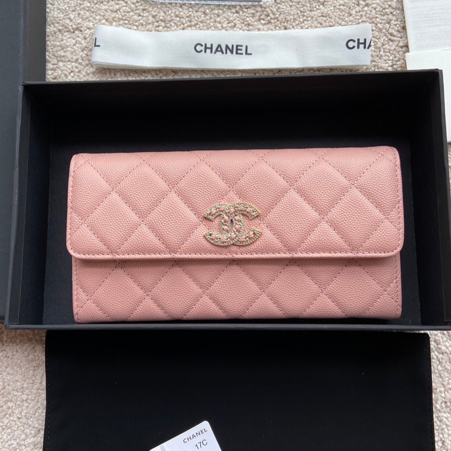 CC Classic Long Wallet 19cm Pink Grained Calfskin mysite