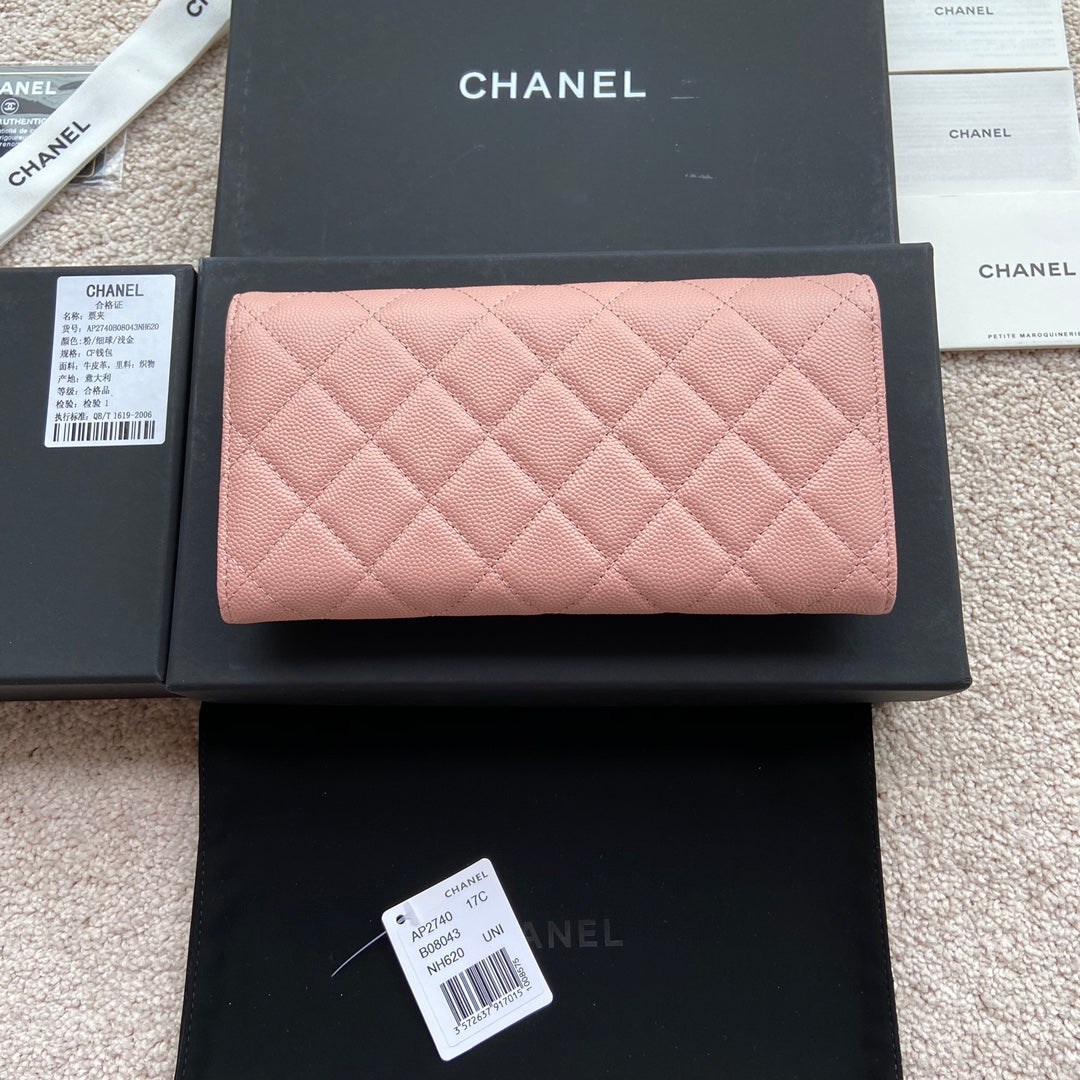 CC Classic Long Wallet 19cm Pink Grained Calfskin mysite