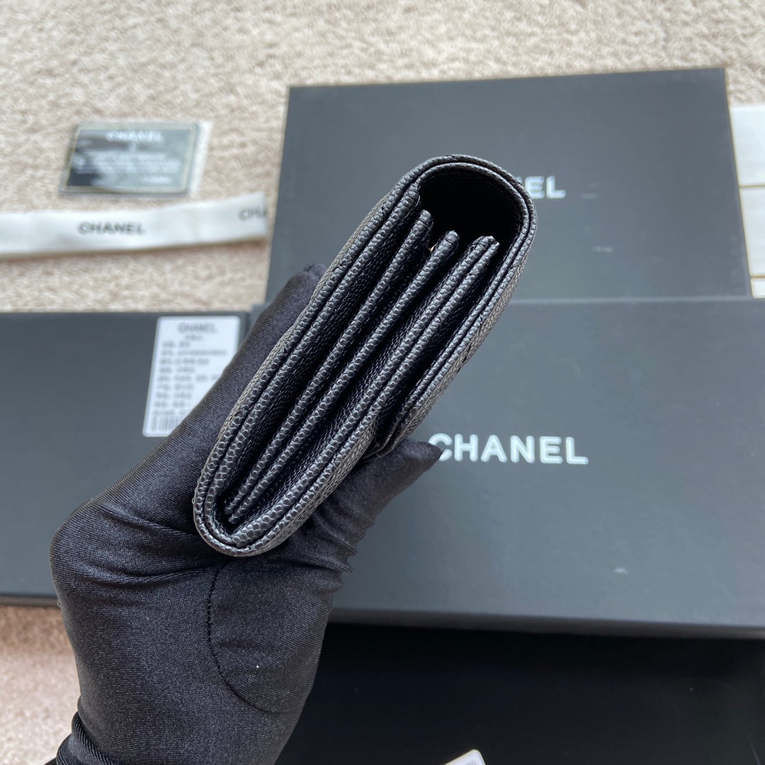 CC Classic Long Wallet 19cm Black Grained Calfskin mysite