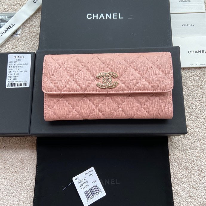 CC Classic Long Wallet 19cm Pink Grained Calfskin mysite