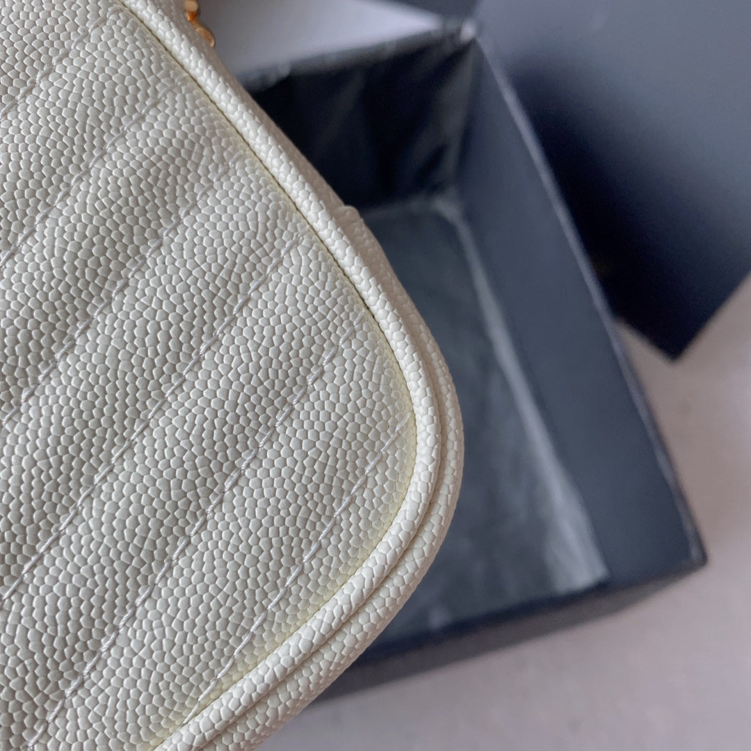 LOU MINI CAMERA BAG 19 IN WHITE CAVIAR PATTERN CALFSKIN GOLD HARDWARE mysite