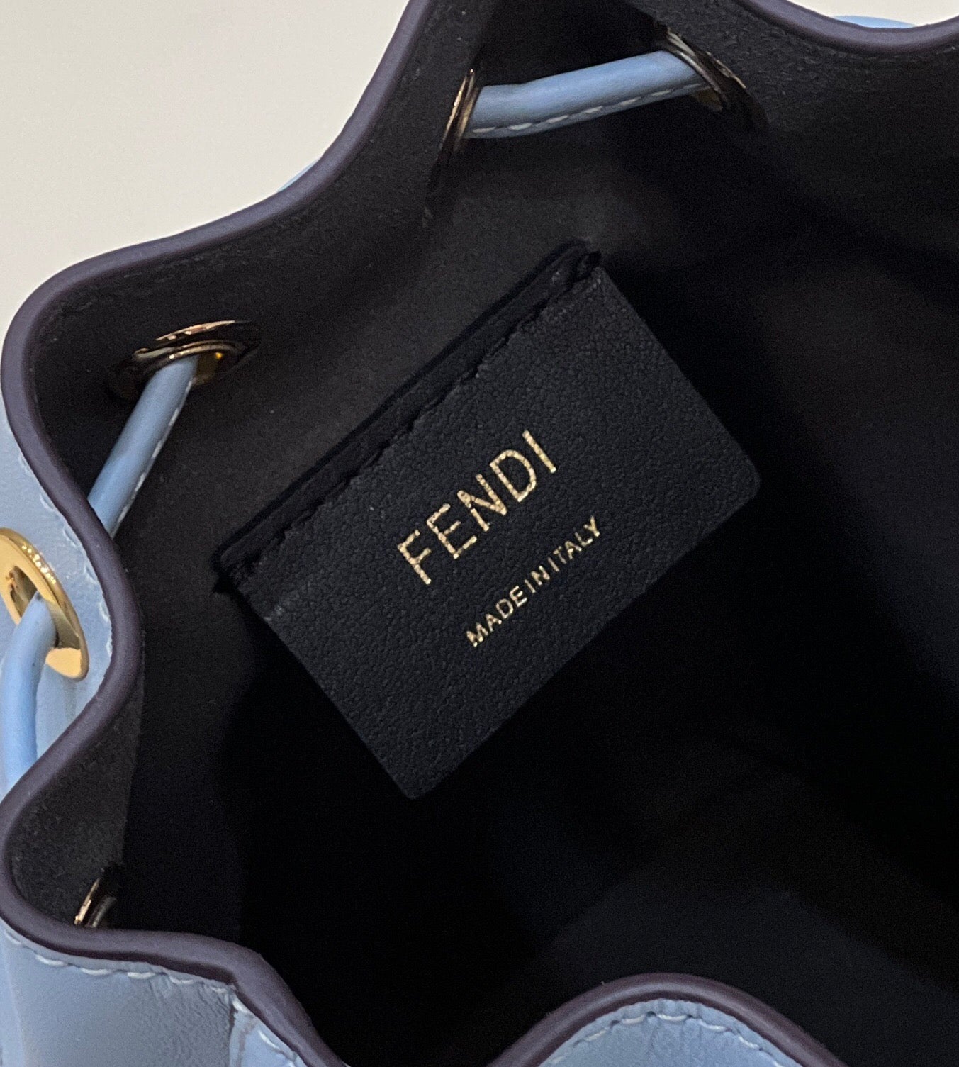 MON TRESOR MINI 18 BAG IN LIGHT BLUE CALFSKIN FF WITH GOLD HARDWARE mysite