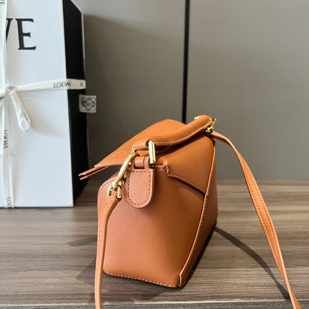Mini Puzzle bag in soft grained 18cm Yellow and Tan Calfskin mysite