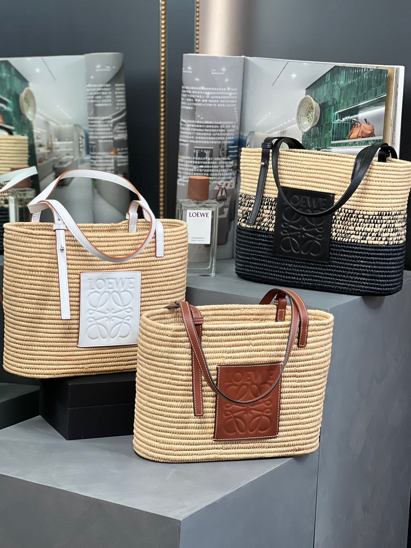 SMALL SQUARE  28 BASKET BAG IN RAFFIA AND CALFSKIN mysite