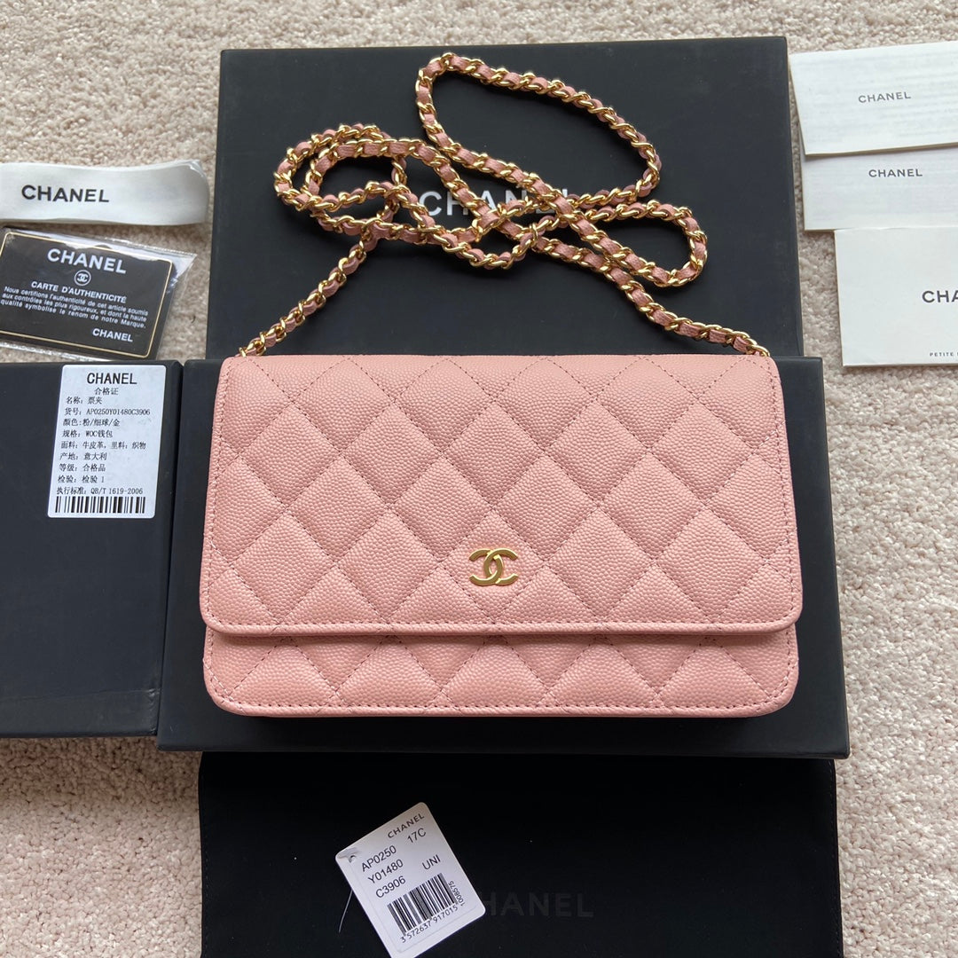 CC Woc 20cm Pink Grained Calfskin Gold Hardware mysite