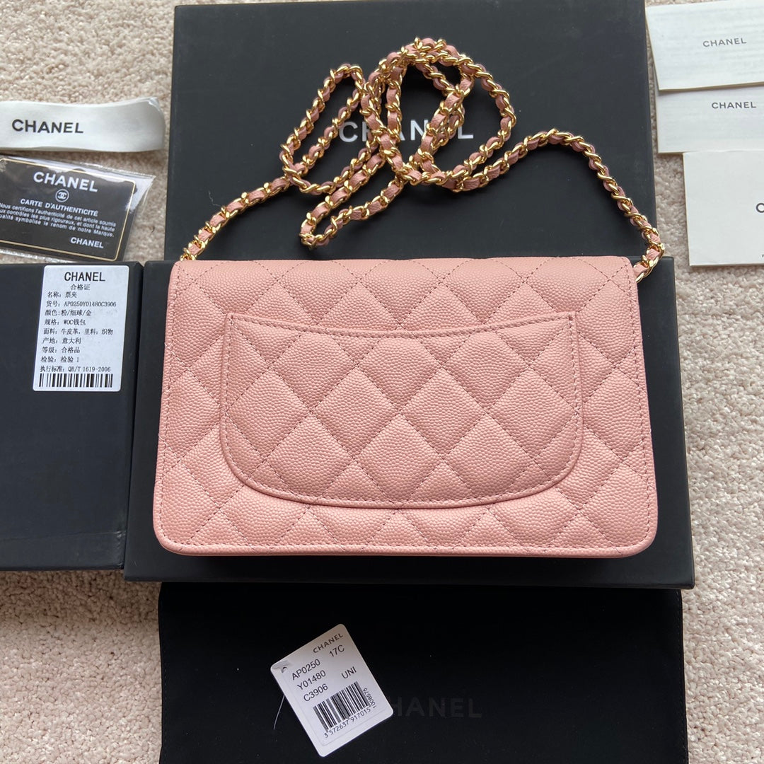 CC Woc 20cm Pink Grained Calfskin Gold Hardware mysite