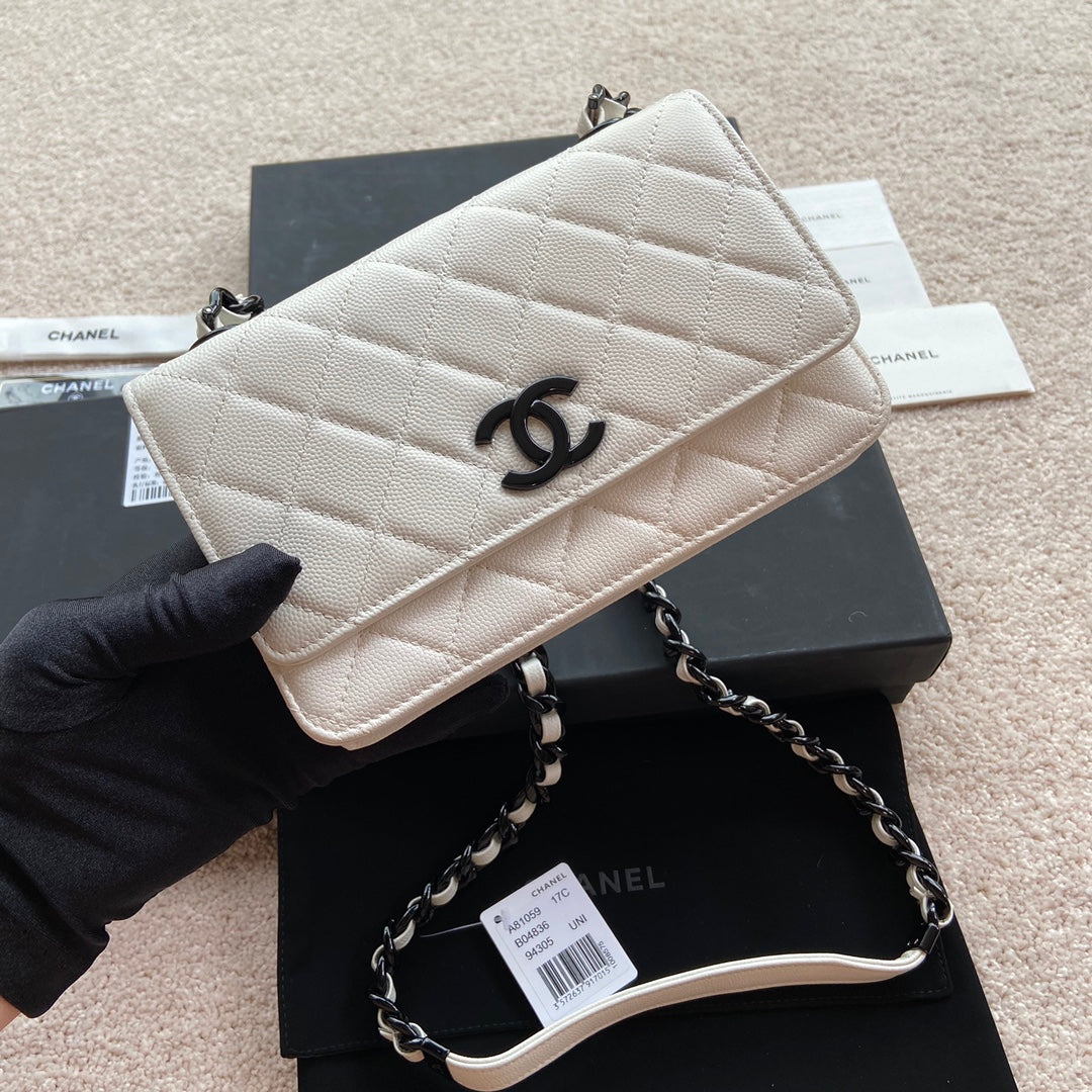 CC Classic Woc 20cm White Grained Calfskin Black Hardware mysite