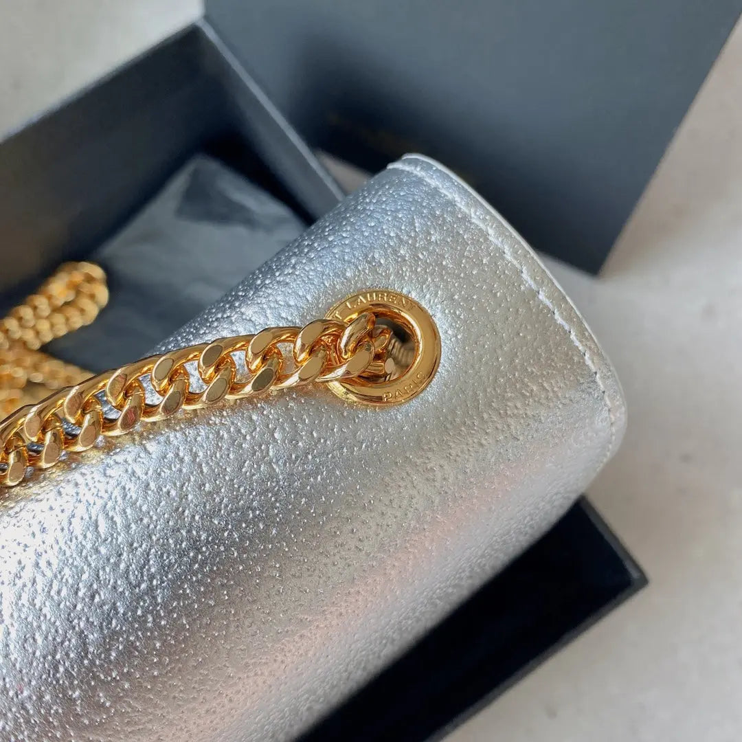 kate medium 24cm silver metalic calfskin gold hardware mysite