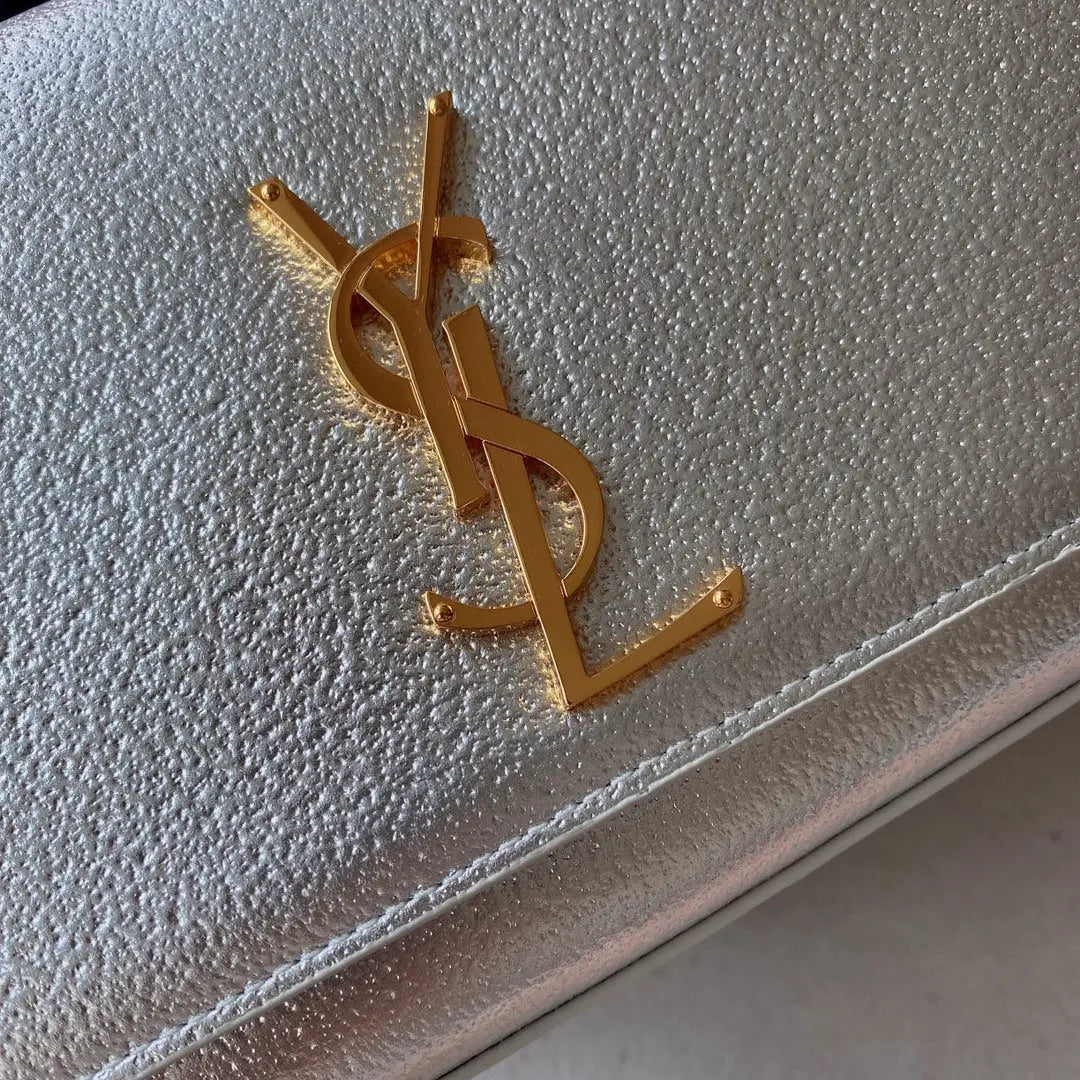 kate medium 24cm silver metalic calfskin gold hardware mysite