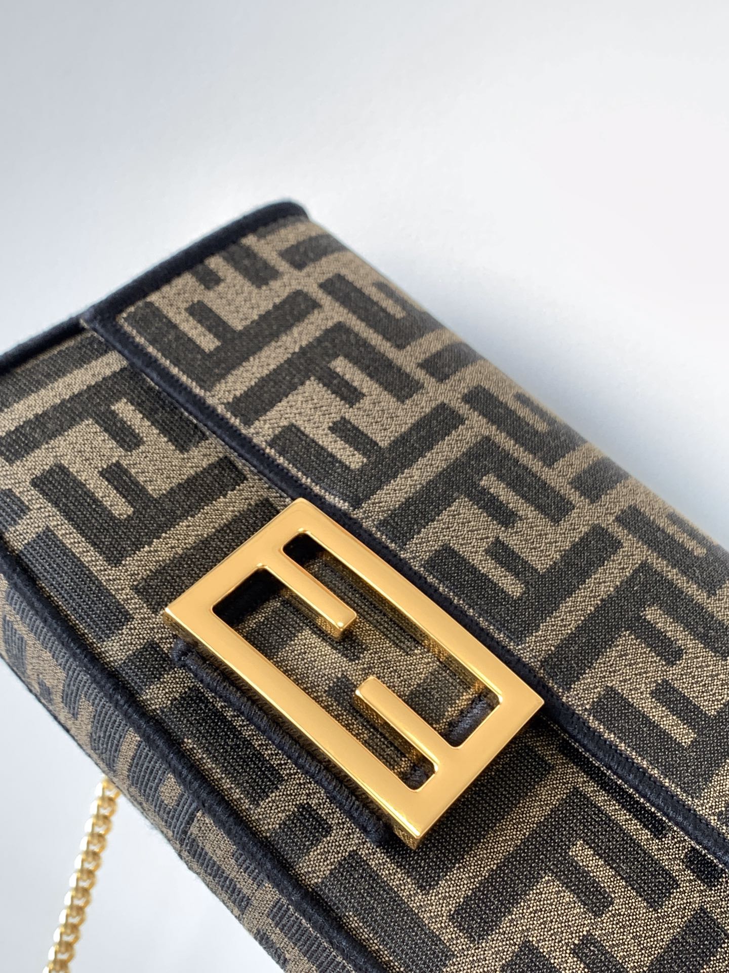 Fend Baguette 20 Brown FF Jacquard Fabric Bag Ghw mysite