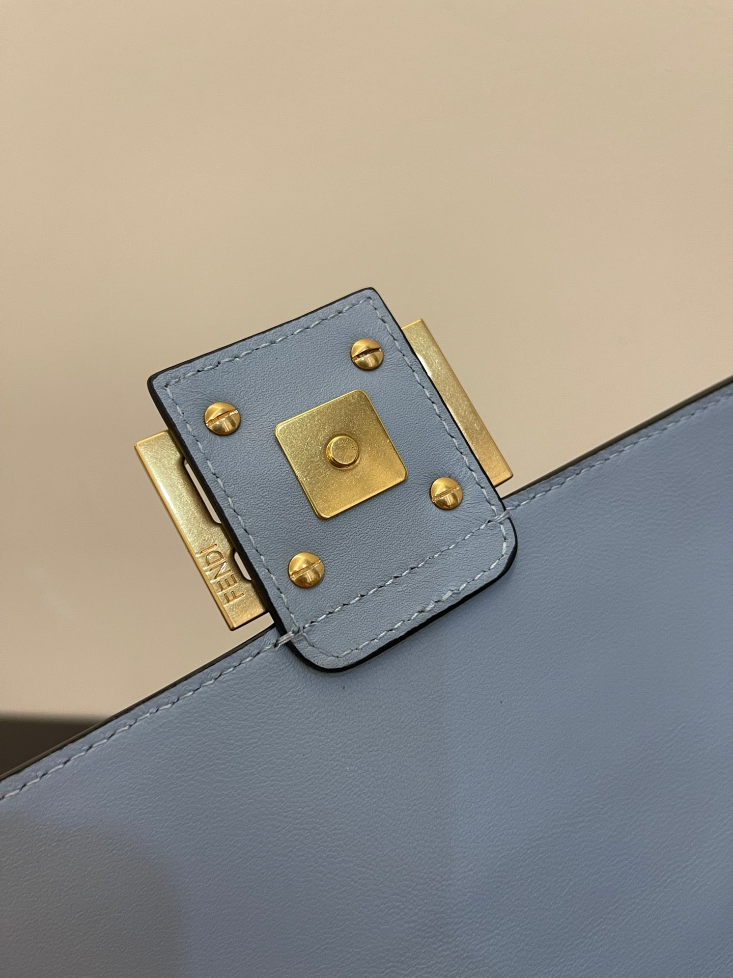 Fend Baguette 24 Bag With FF Motif Baby Blue Leather Ghw mysite