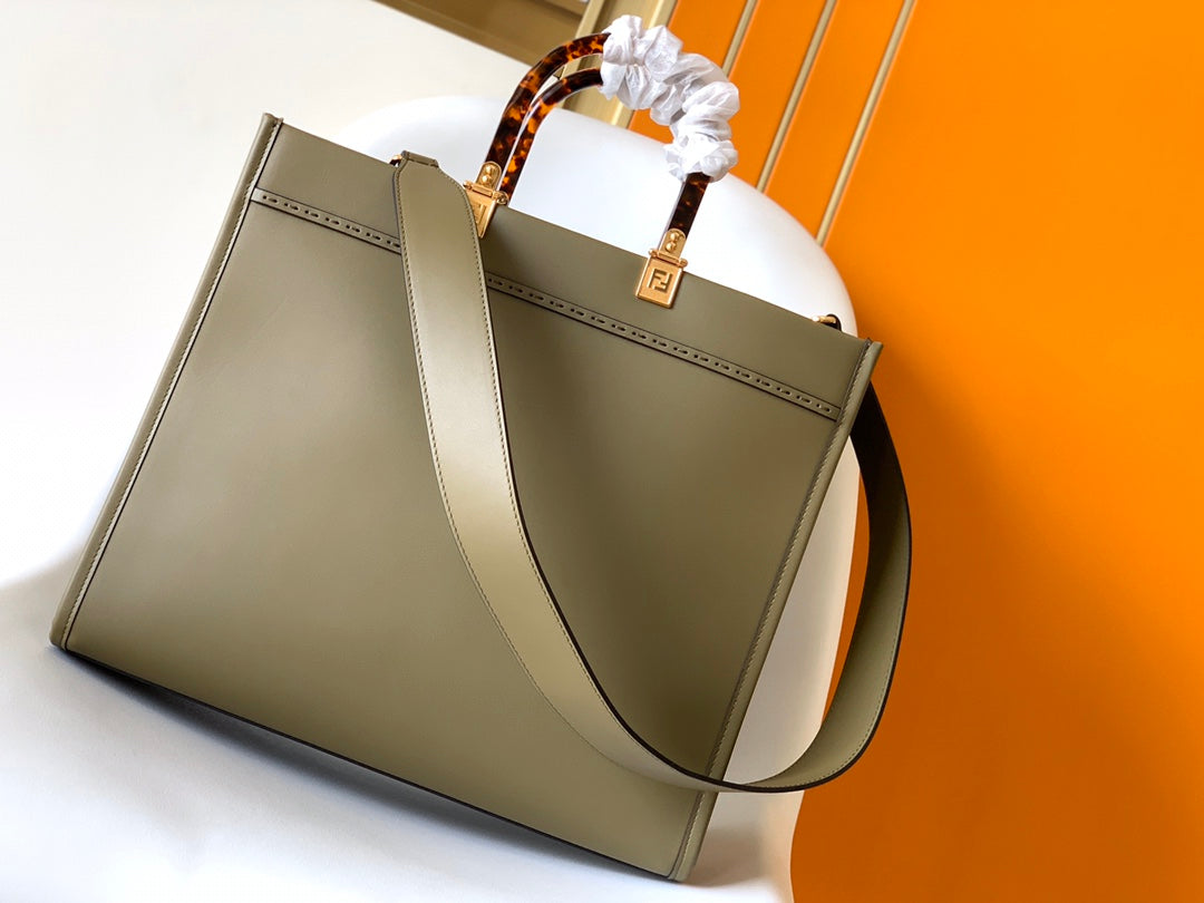 Fend Sunshine Medium Bag 35 Olive Leather mysite