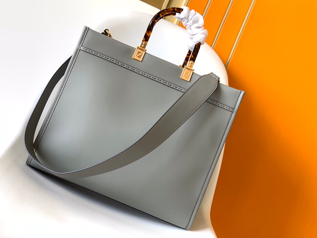 Fend Sunshine Medium Bag 35 Grey Leather mysite