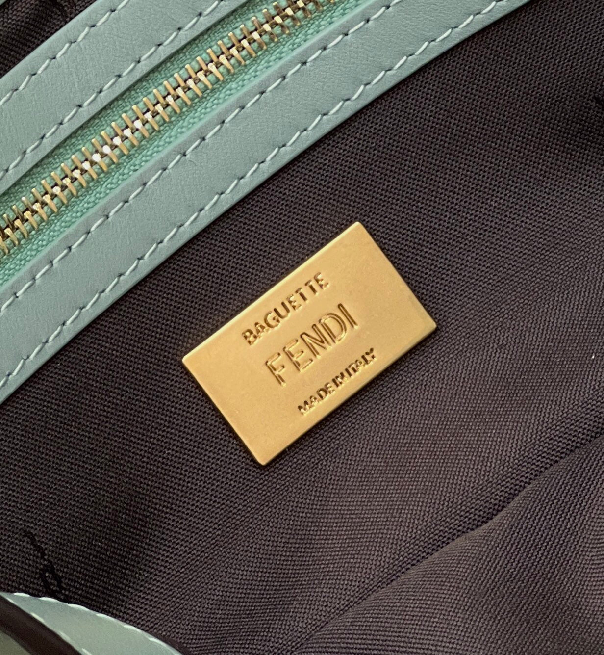 BAGUETTE WITH FF MOTIF 27 IN VIRIDIAN GREEN SOFT LAMBSKIN GOLD HARDWARE mysite