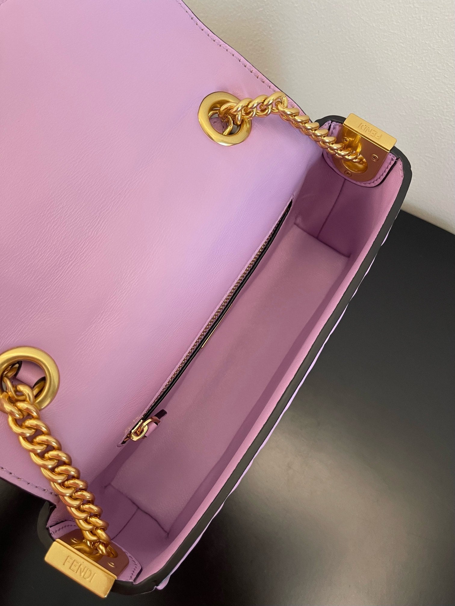 Fend Baguette 24 Bag With FF Motif Lavender Leather Ghw mysite