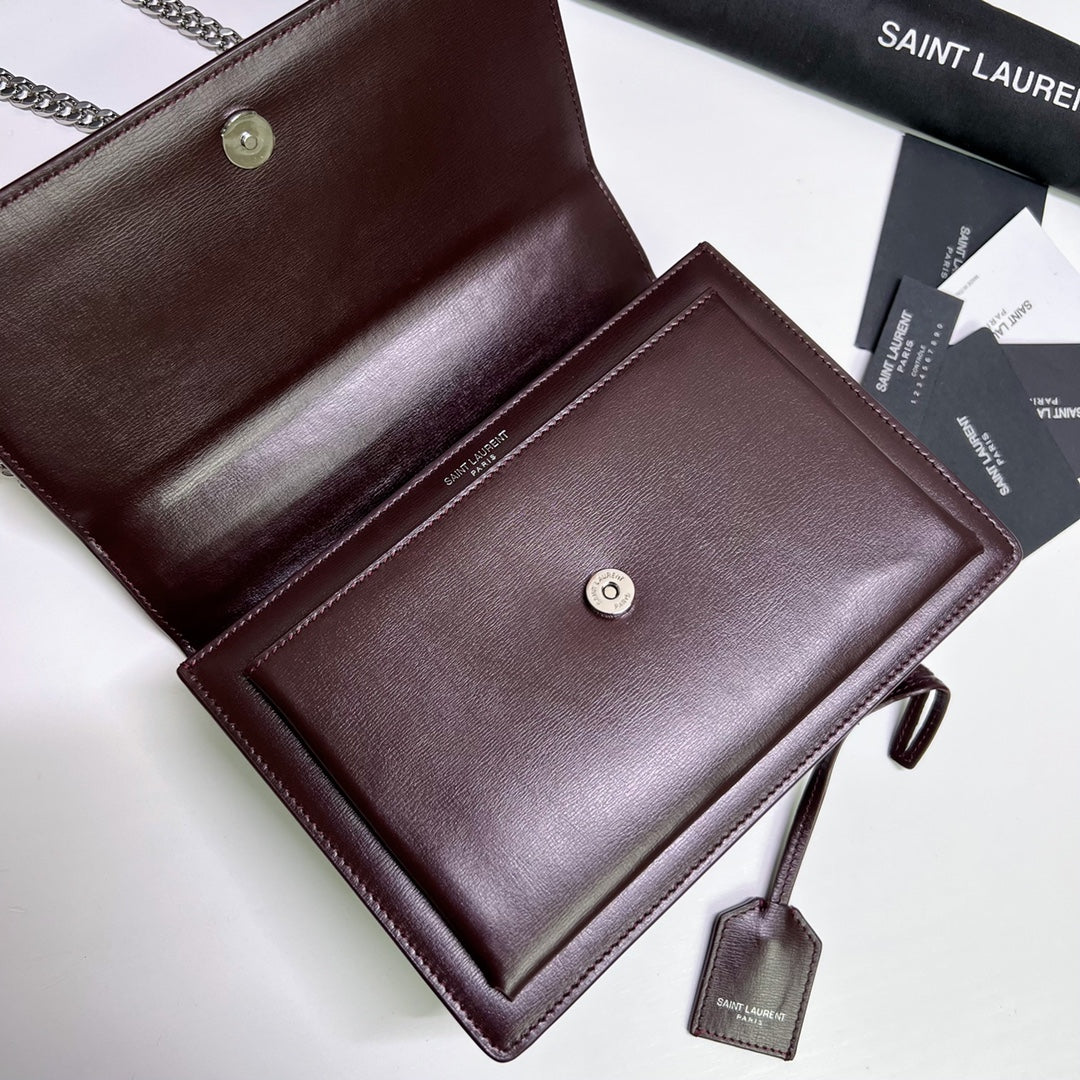 SUNSET MEDIUM 22 IN MAROON CALFSKIN SILVER HARDWARE mysite