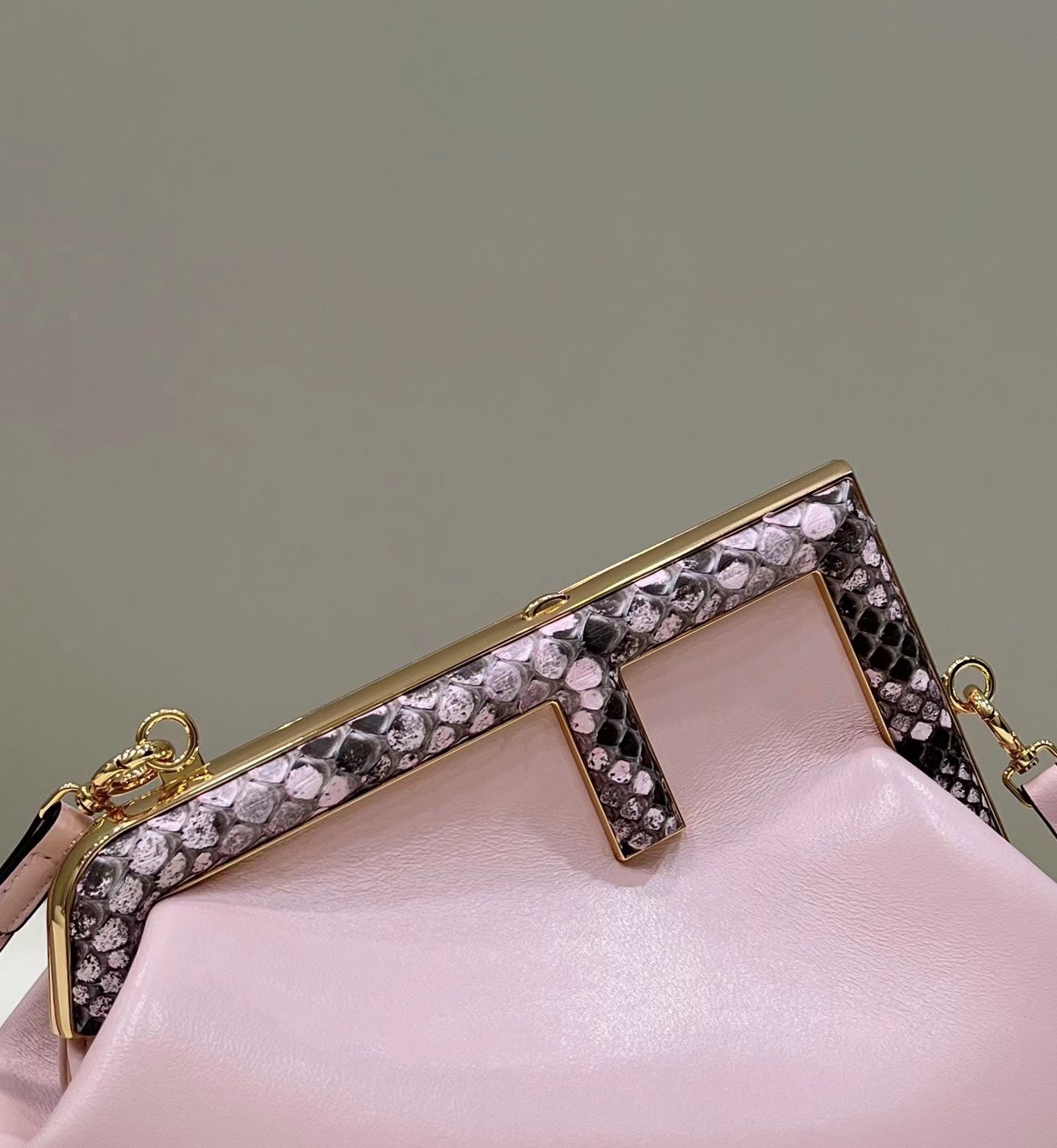 FENDI FIRST SMALL 26 LIGHT PINK LEATHER BAG WITH EXOTIC DETAILS mysite