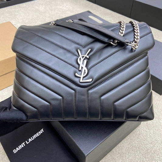 LOULOU MEDIUM 32 BLACK  QUILTED LEATHER SILVER HARDWARE mysite