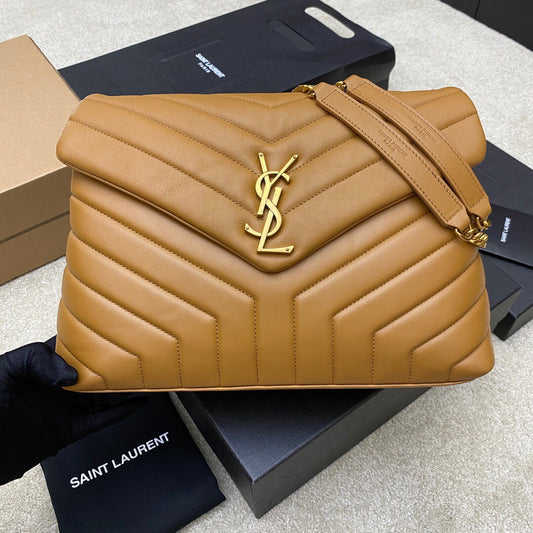 LOULOU MEDIUM 32 BROWN QUILTED LEATHER GOLD HARDWARE mysite