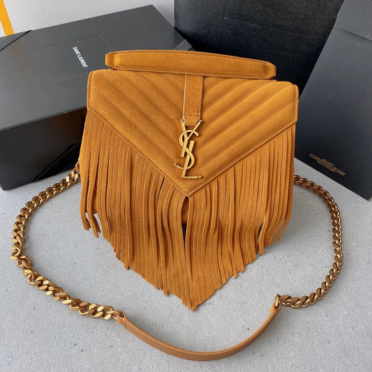 COLLEGE TASSEL 24 IN ORANGE PEEL SUEDE GOLD HARDWARE mysite