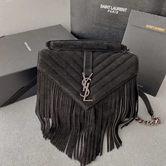 COLLEGE TASSEL 24 IN BLACK SUEDE SILVER HARDWARE mysite