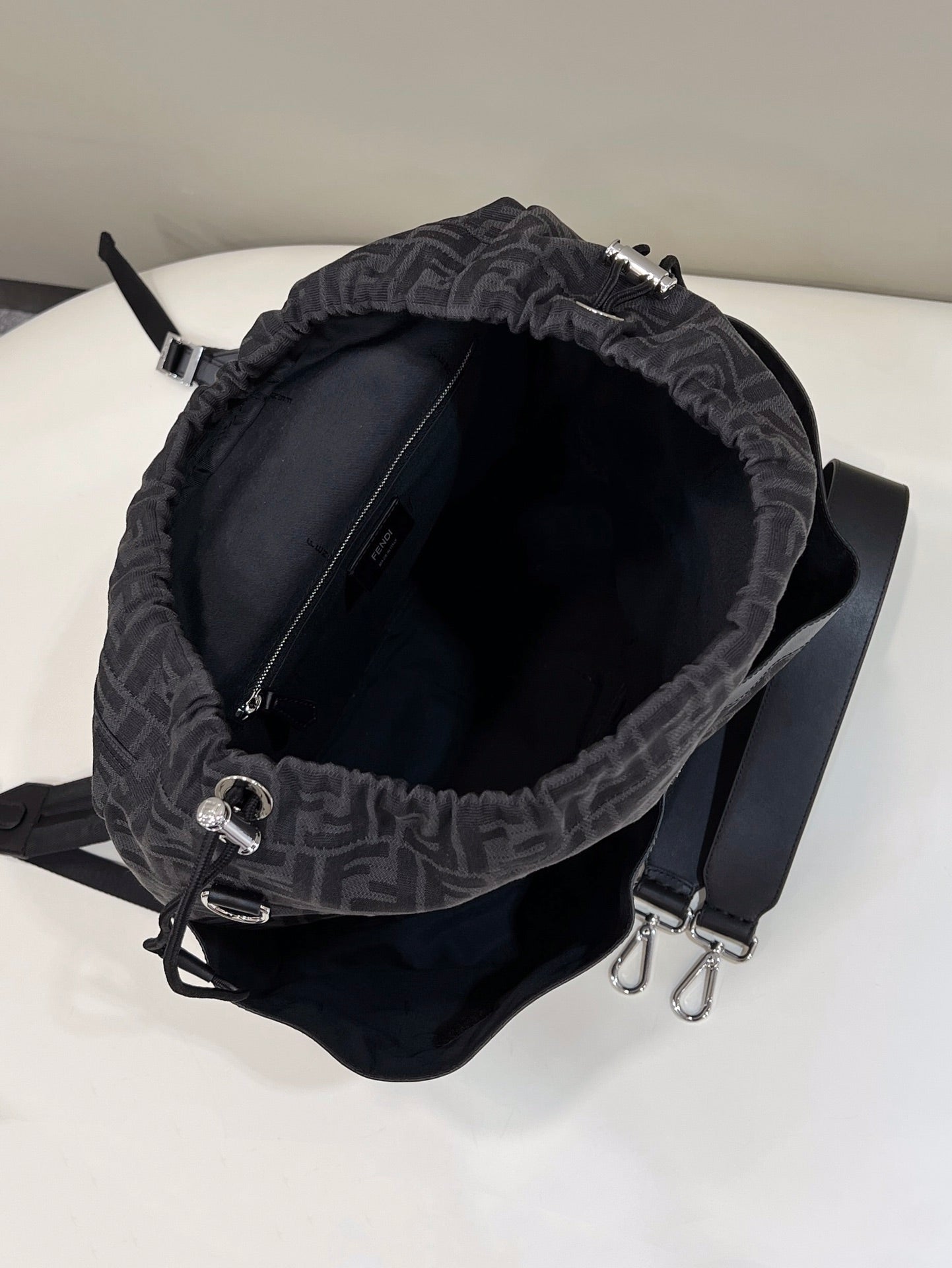 FENDI STRIKE LARGE 46 FF BLACK JACQUARD FABRIC BACKPACK mysite