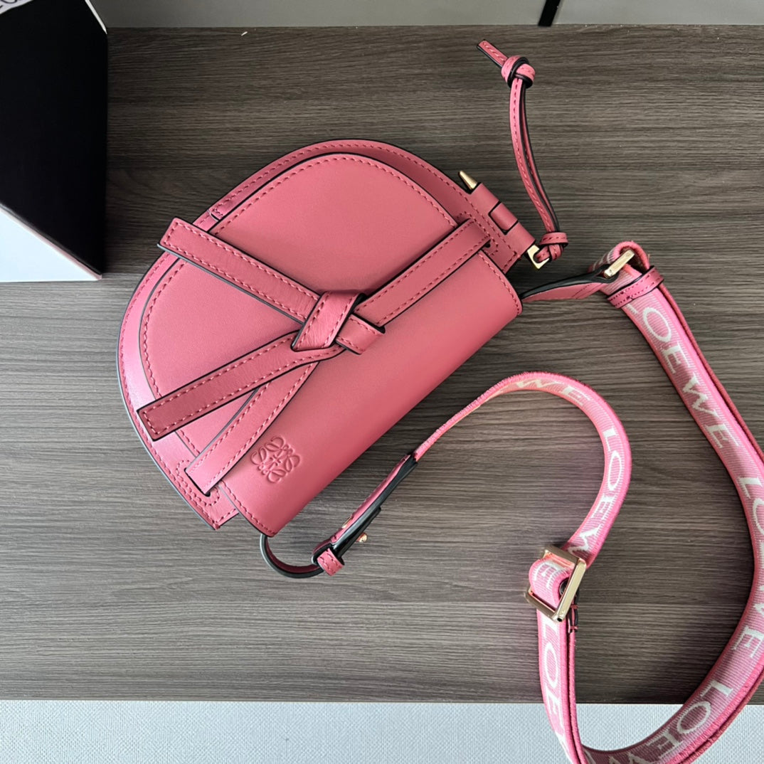 Mini Gate Dual bag in soft calfskin and jacquard pink smooth caflskin mysite