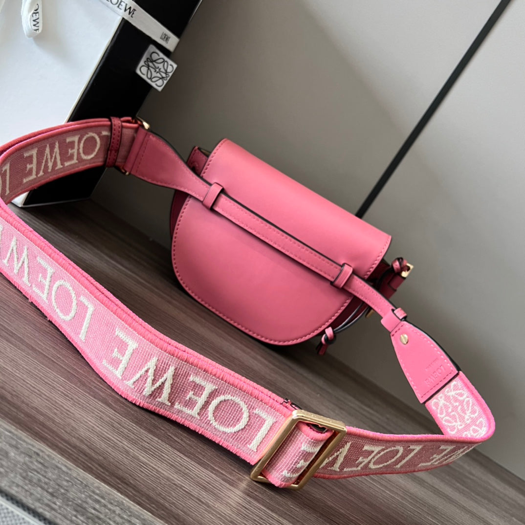 Mini Gate Dual bag in soft calfskin and jacquard pink smooth caflskin mysite