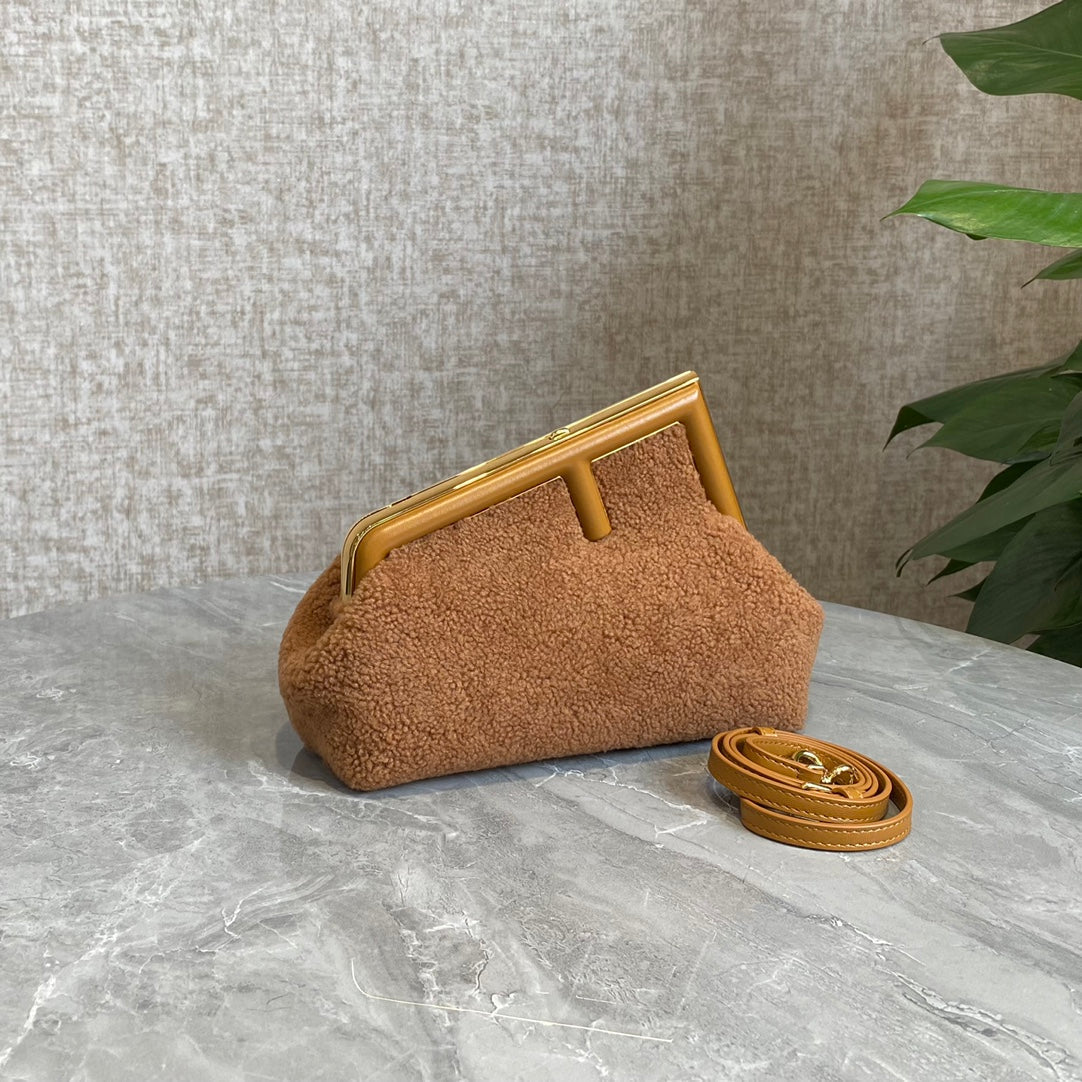 FENDI FIRST MINI 26 BAG IN CIDER BROWN WOOL WITH GOLD HARDWARE mysite