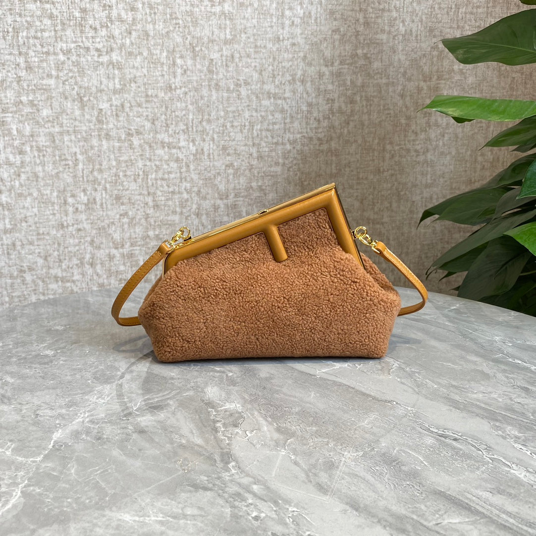 FENDI FIRST MINI 26 BAG IN CIDER BROWN WOOL WITH GOLD HARDWARE mysite