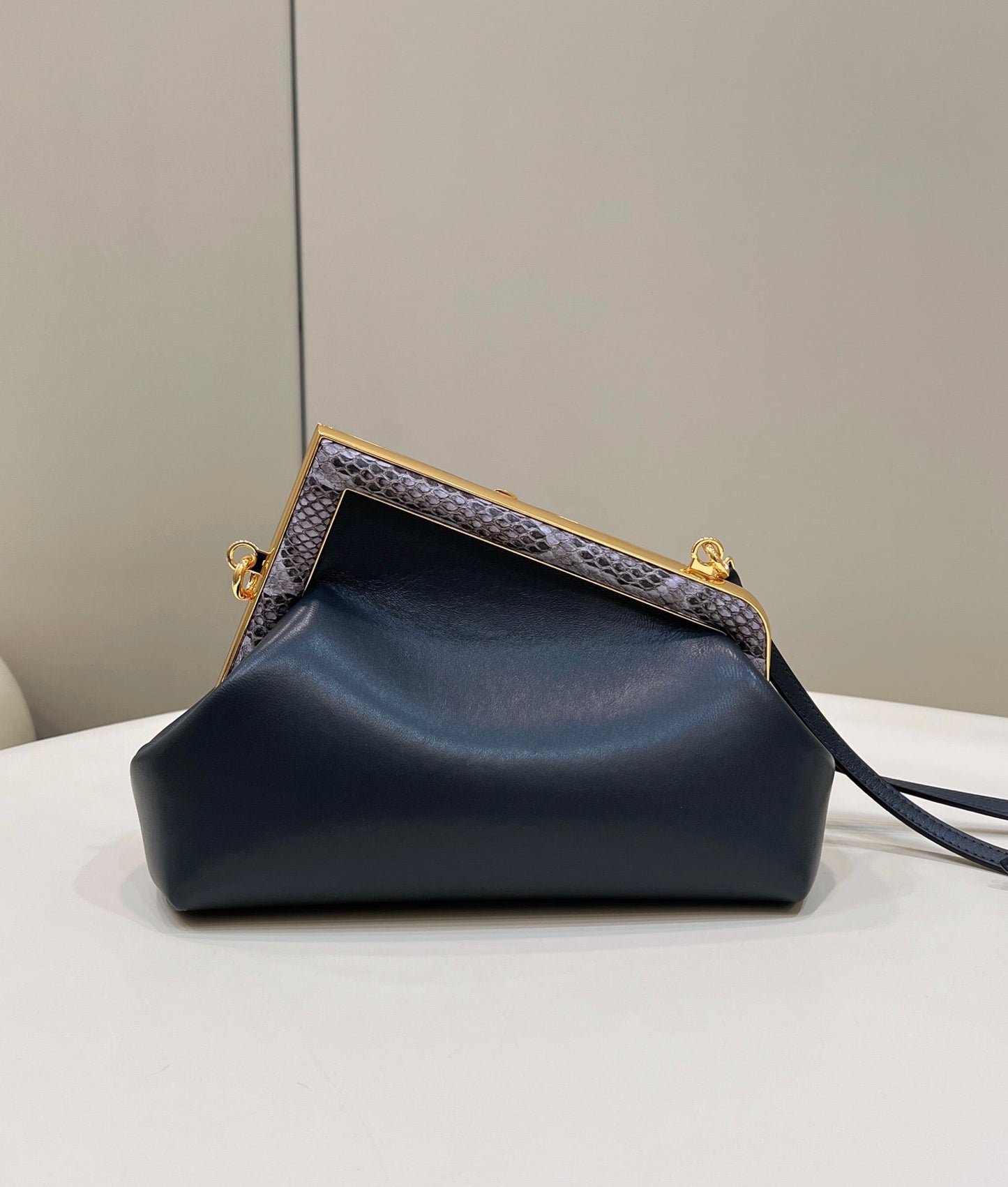 FENDI FIRST SMALL 26 BLACK LEATHER BAG WITH EXOTIC DETAILS mysite