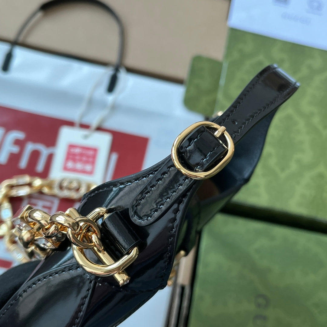 gg jackie mini 19cm black calfskin with chain mysite