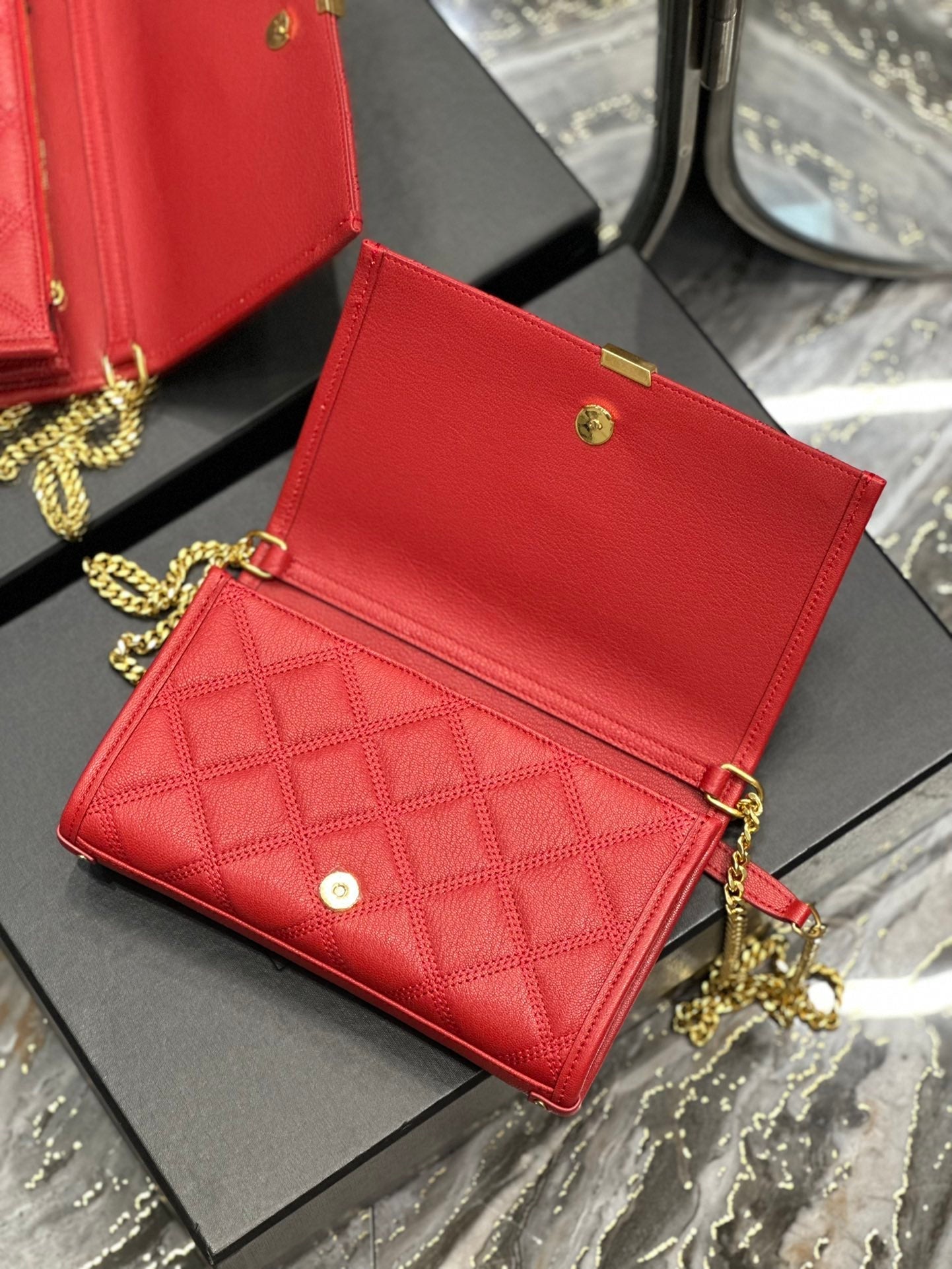 BECKY 22.5 QUILTED RED LAMBSKIN GOLD HARDWARE mysite