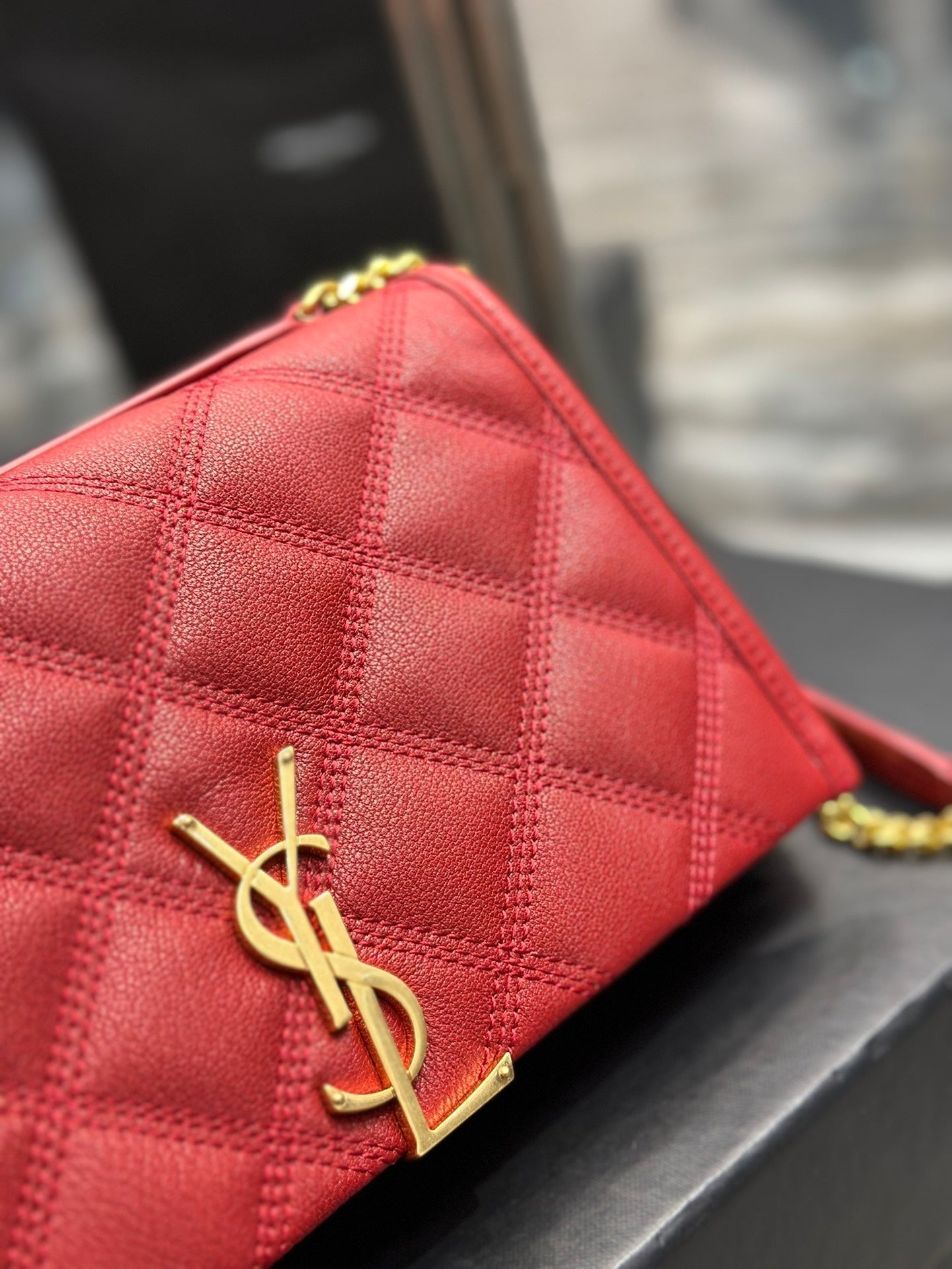 BECKY 22.5 QUILTED RED LAMBSKIN GOLD HARDWARE mysite