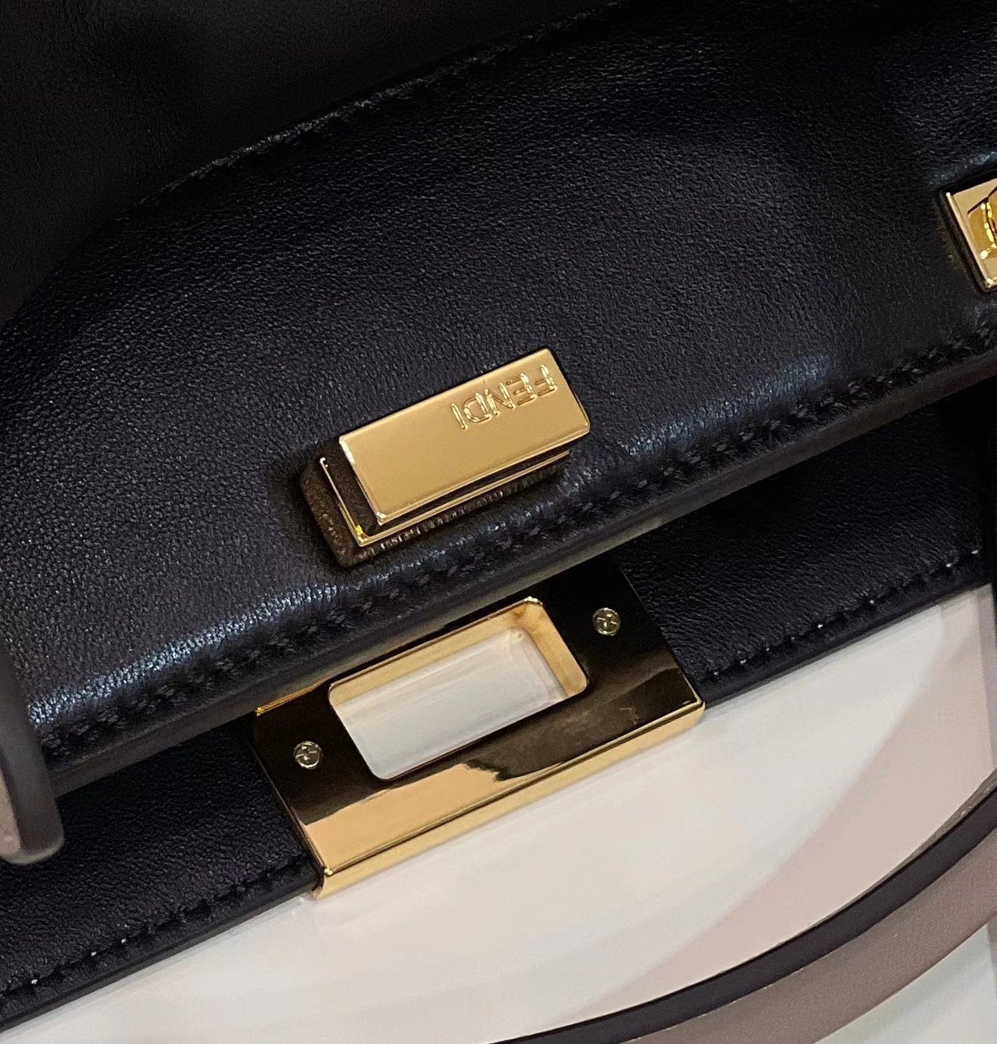 FENDI PEEKABOO 27 IN CAMEL BROWN CALFSKIN WITH GOLD HARDWARE mysite
