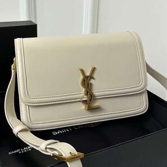 YSL Solferino Small Satchel Bag White Gold Calfskin 339446 mysite