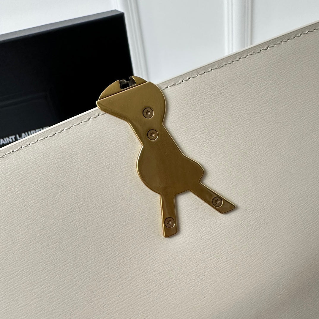 YSL Solferino Small Satchel Bag White Gold Calfskin 339446 mysite