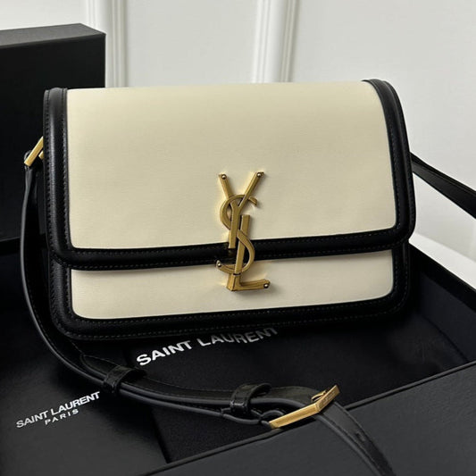 YSL Solferino Small Satchel Bag Black White Gold Calfskin 339413 mysite