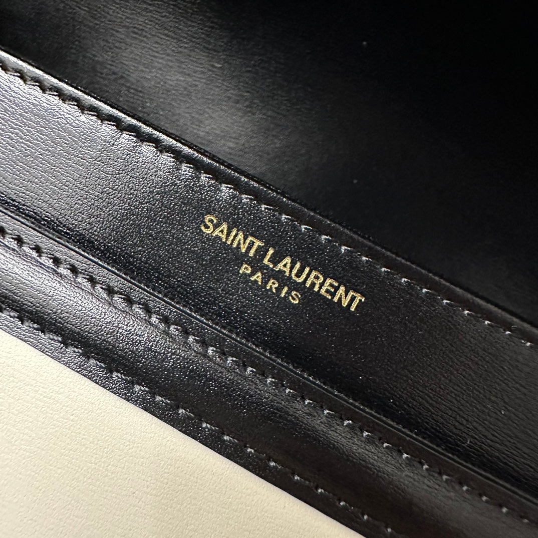YSL Solferino Small Satchel Bag Black White Gold Calfskin 339413 mysite