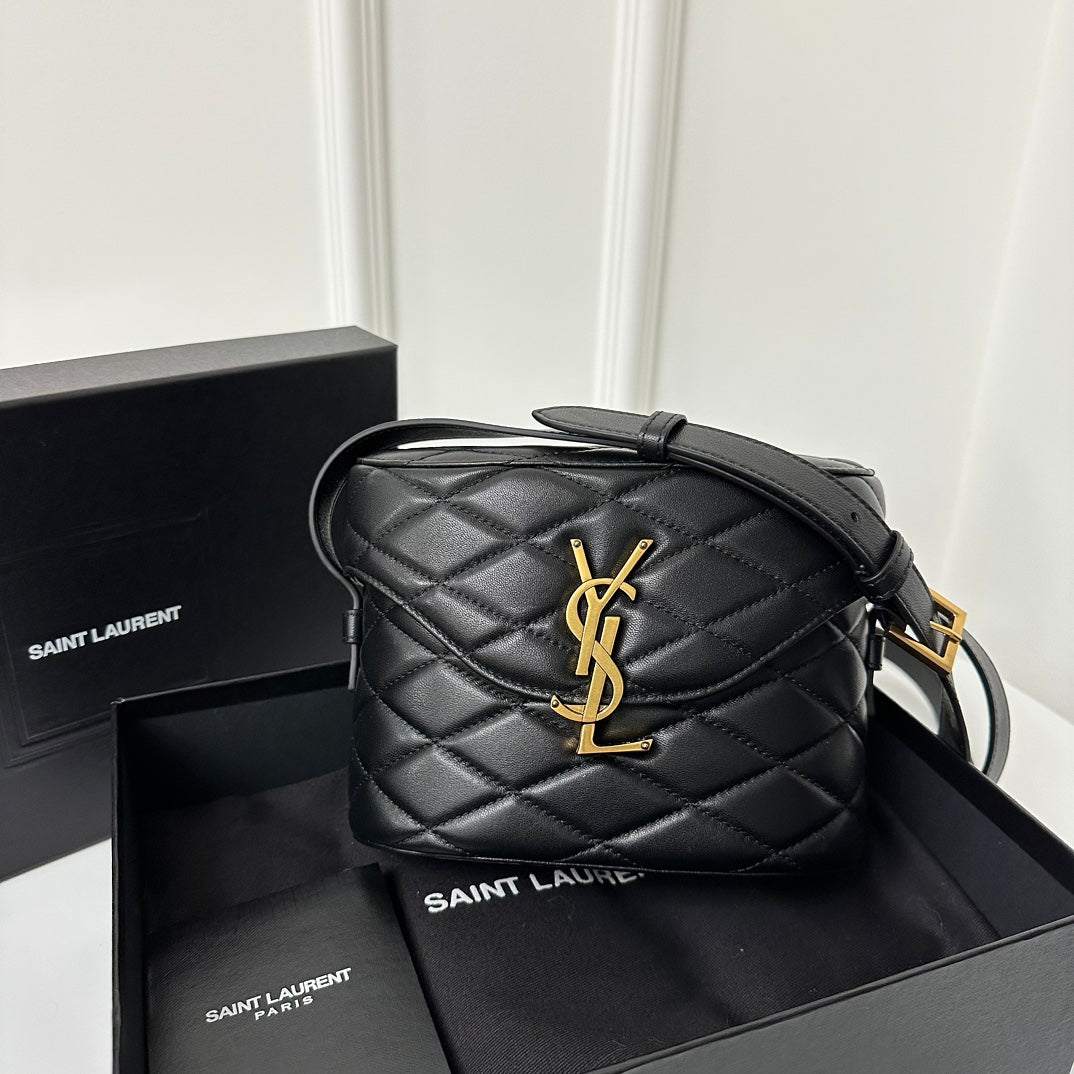 SL June Box Bag In Quilted Black Lambskin Ghw mysite