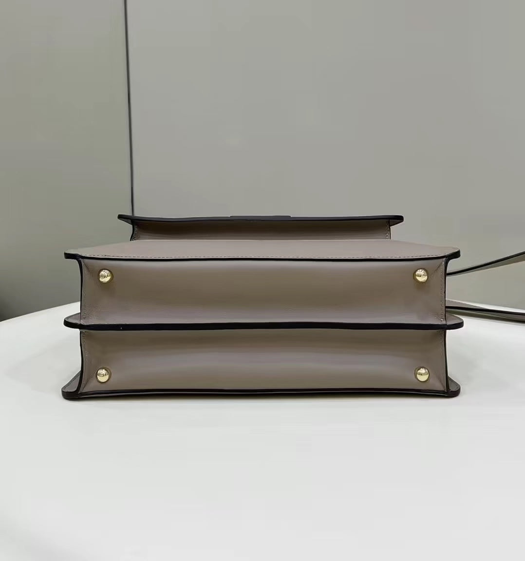 FENDI PEEKABOO 33 BAG IN KHAKI CALFSKIN WITH STRAP GOLD HARDWARE mysite
