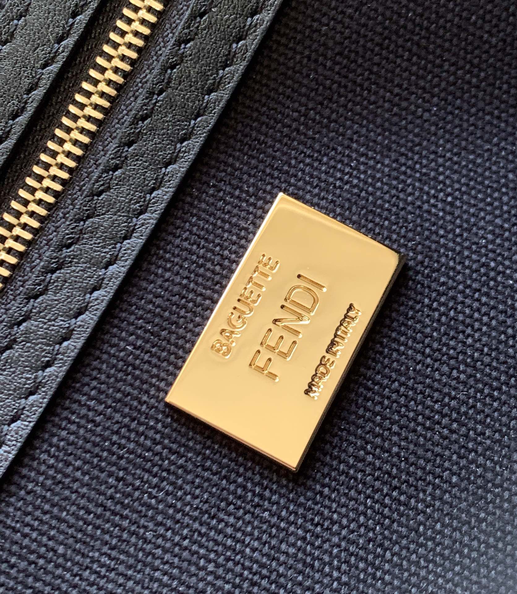 Fend Baguette Black Canvas Bag 27 with FF Embroidery Ghw mysite