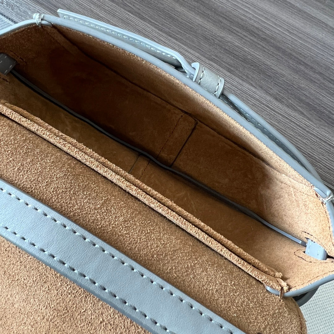 Mini Gate Dual bag in soft calfskin and jacquard grey smooth caflskin mysite