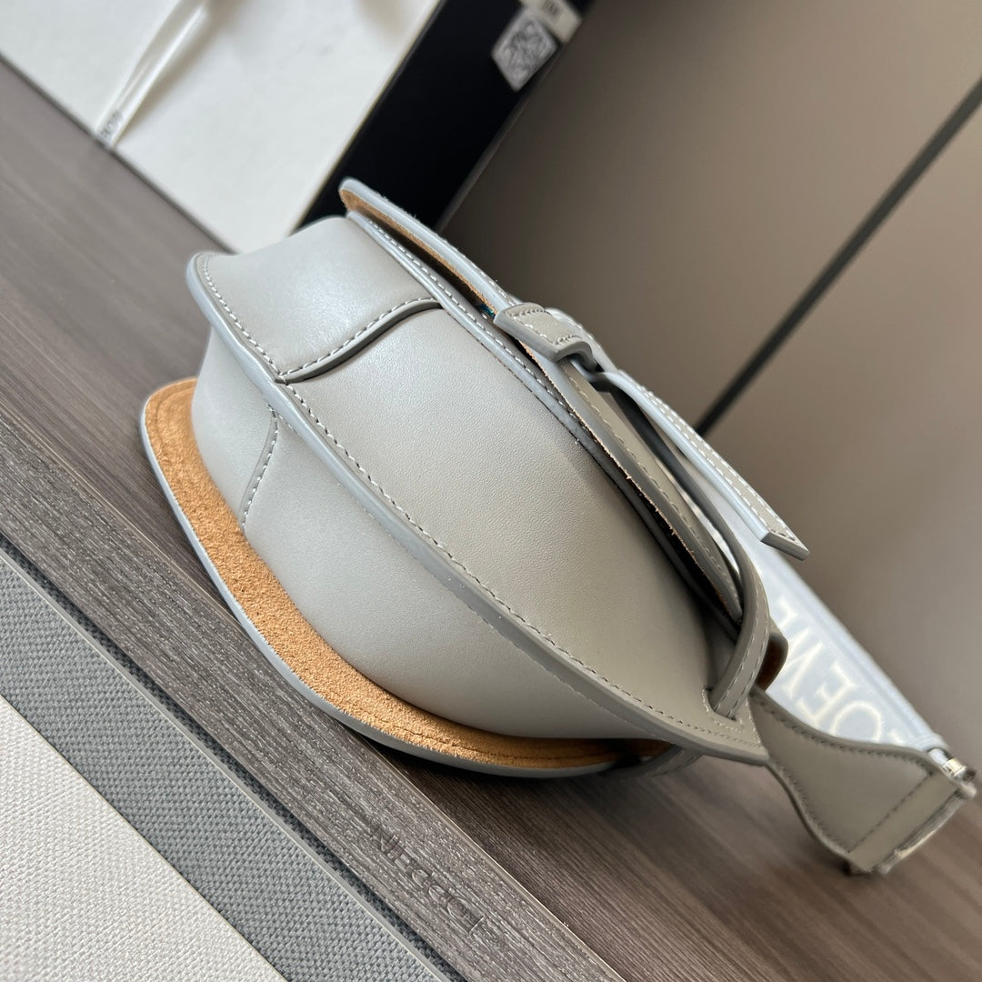 Mini Gate Dual bag in soft calfskin and jacquard grey smooth caflskin mysite