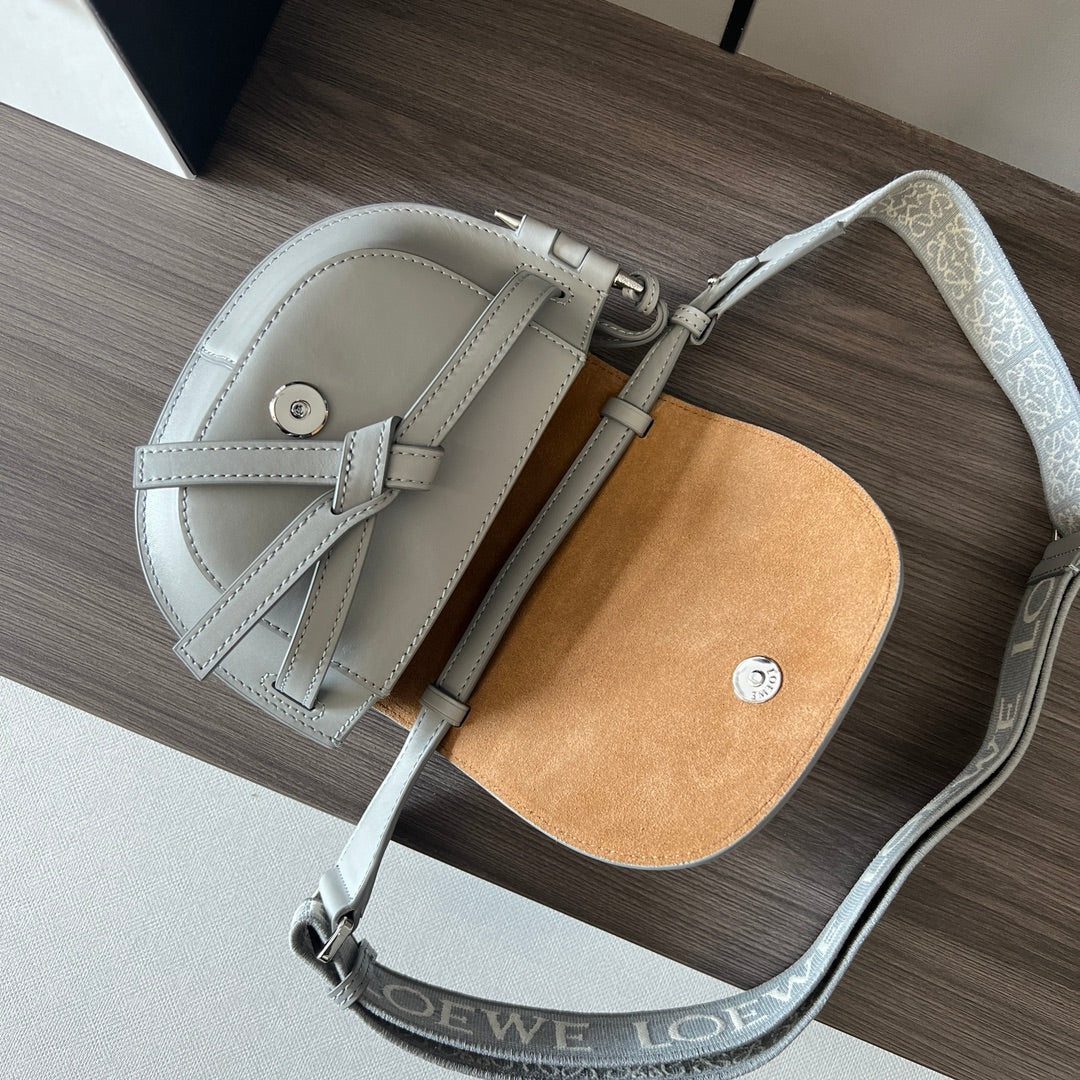 Mini Gate Dual bag in soft calfskin and jacquard grey smooth caflskin mysite
