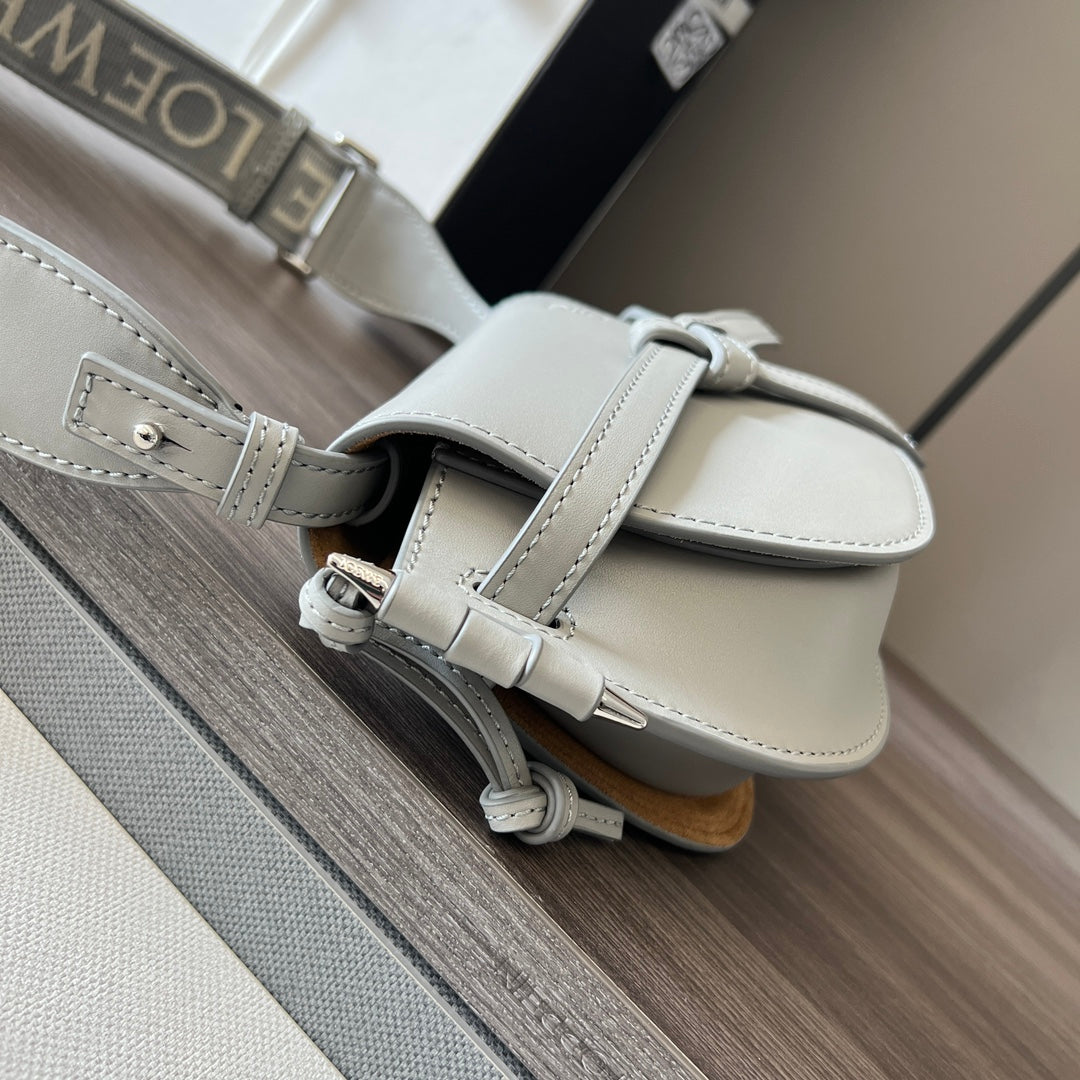 Mini Gate Dual bag in soft calfskin and jacquard grey smooth caflskin mysite