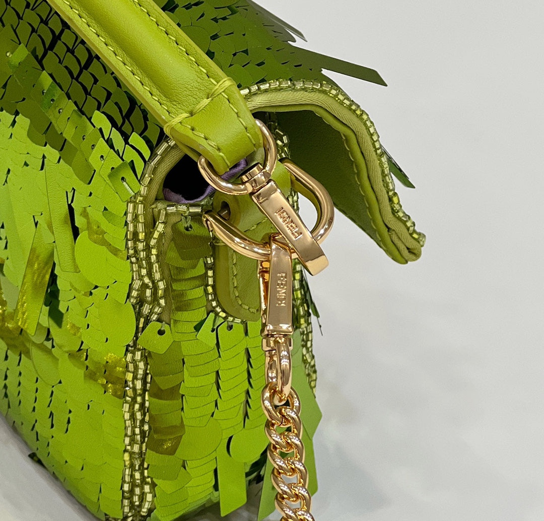 BAGUETTE MINI 19 IN LIMERICK GREEN SEQUINS GOLD HARDWARE mysite