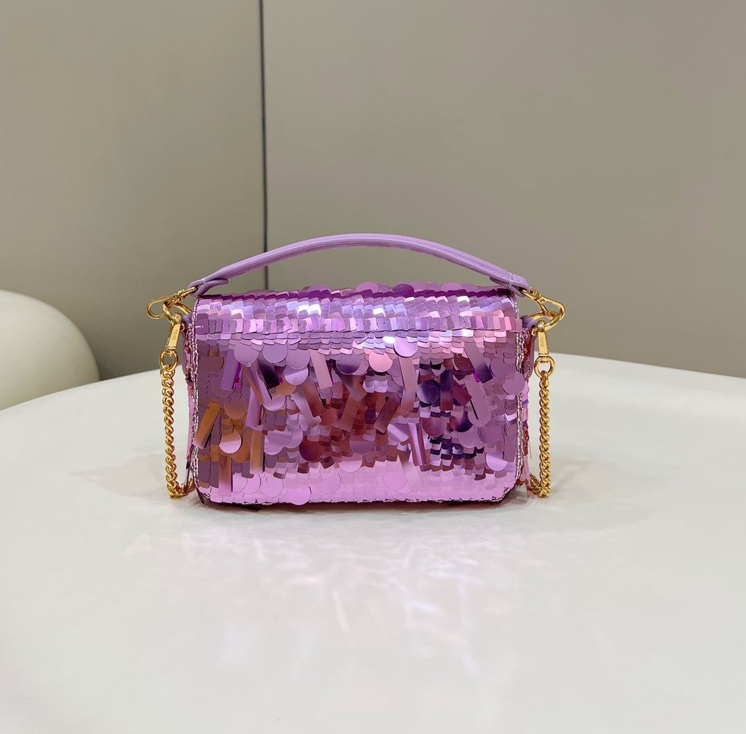 BAGUETTE MINI 19 IN PERIWINKLE PURPLE SEQUINS GOLD HARDWARE mysite