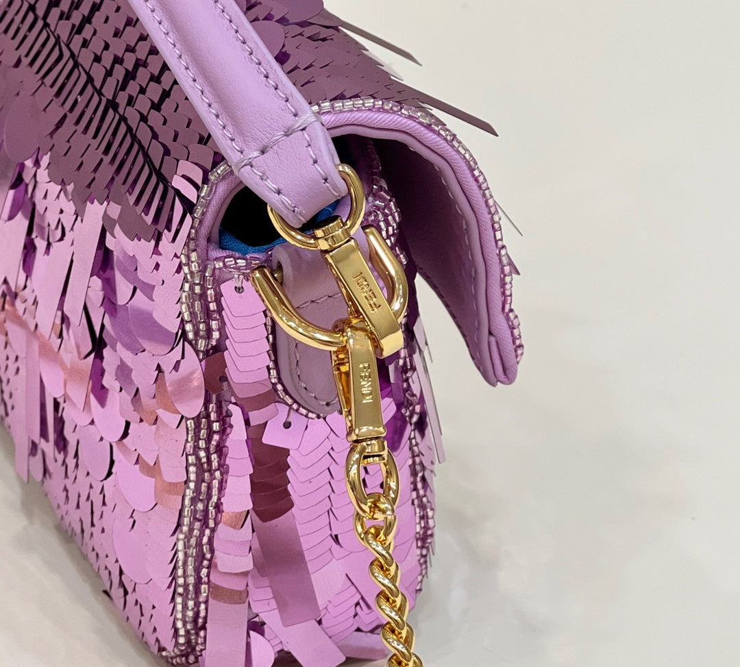 BAGUETTE MINI 19 IN PERIWINKLE PURPLE SEQUINS GOLD HARDWARE mysite