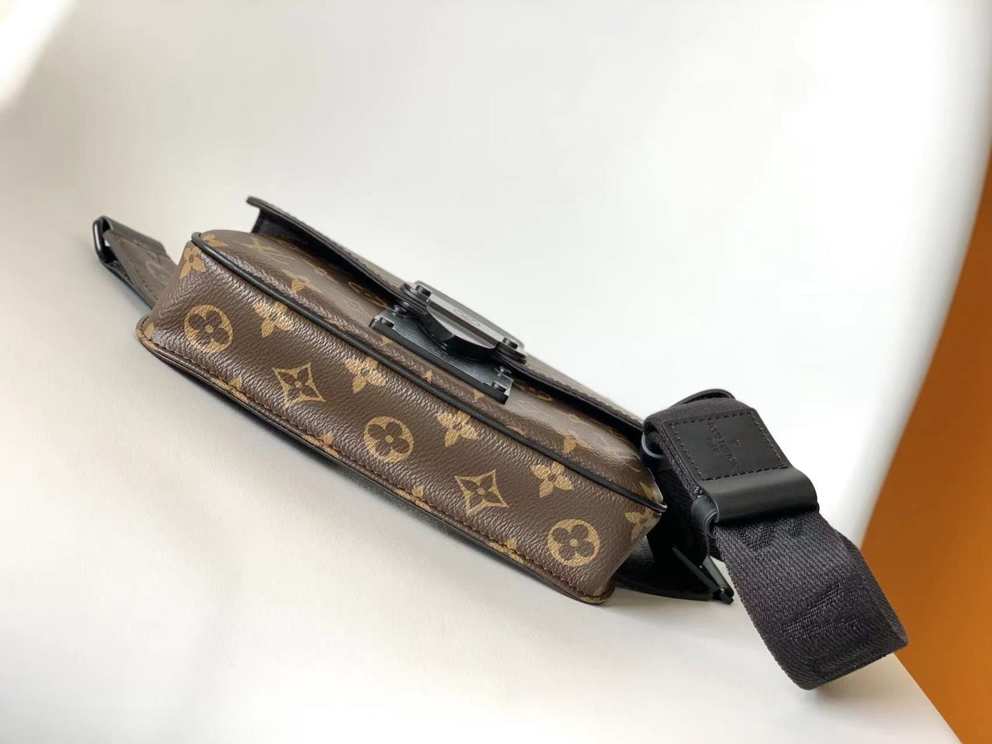 LV  S Lock Sling Bag 21cm Brown Black Monogram Macassar Canvas mysite